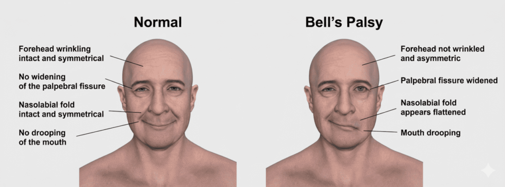 normal vs bells palsy